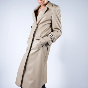 FAUX LEATHER TRENCH COAT